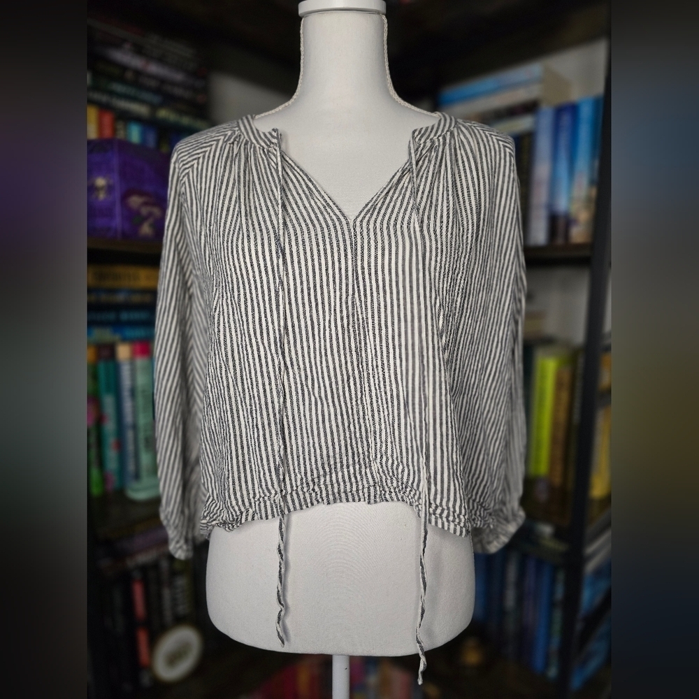 Striped Navy and White Women's Top